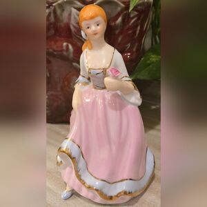 Vintage Elegant Pink and White Figurine 8 Inches Approx.